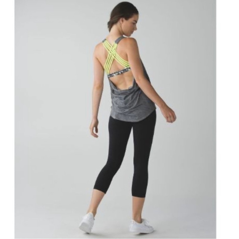 LULULEMON Gray Yellow Strappy Wild Tank Top Size 4